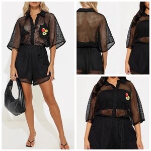 Netted Romper w/Belt